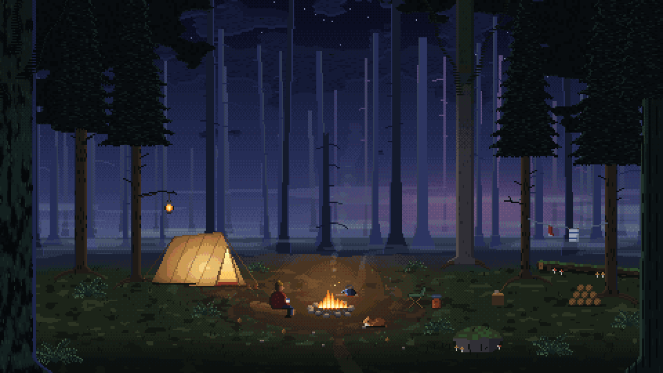 Campfire Hollow, at night