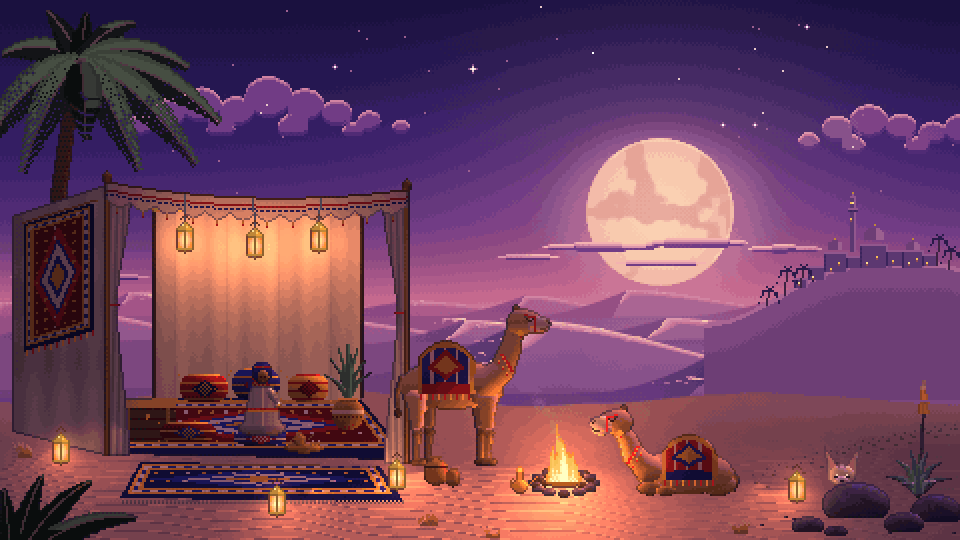 Oasis Camp, at night